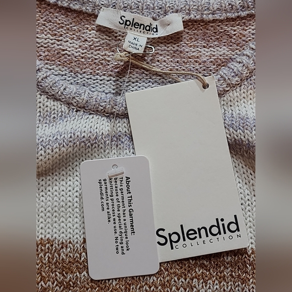 Splendid Artisanal Knit Tank Top XL Striped Marled Cotton Blend Sleeveless Shirt - Picture 8 of 8